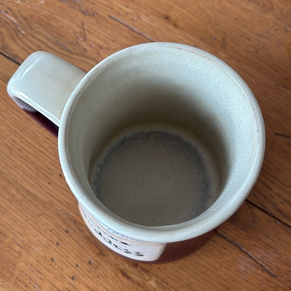Shoe Goddess Century Stoneware Mug Maroon Cream Pottery Coffee Cup Plum - Picture 3 of 9